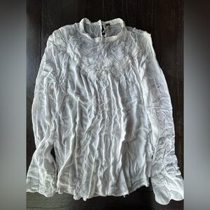 Free People White Textured Blouse